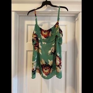 CAbi Green Floral Bloom Cami Top Large